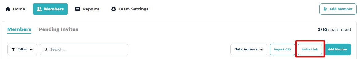 Member Tab - Link Invite